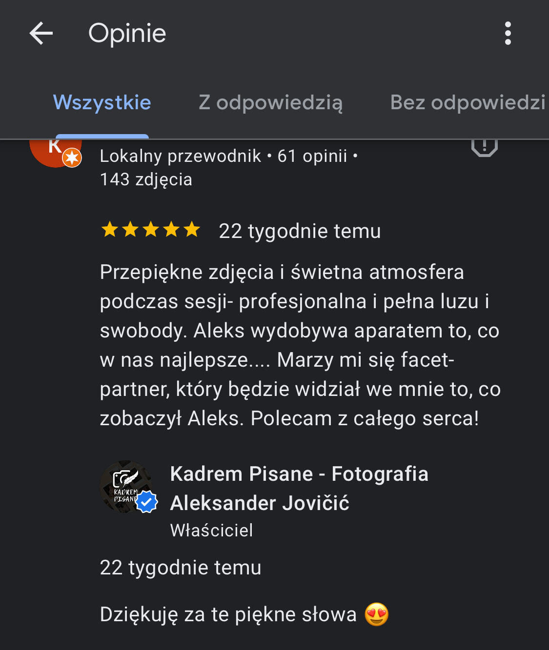 opinia na temat sesji zdjęciowej w prezencie